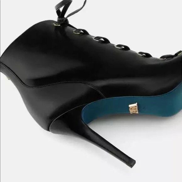 Zara Black Leather LaceUp bootie open-toe Stiletto - Picture 6 of 10